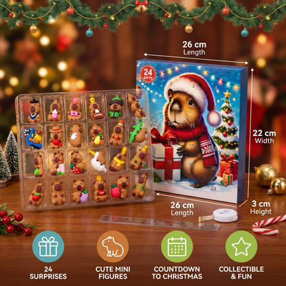24-Day Capybara Christmas Advent Calendar - 24 Cute Mini Figures