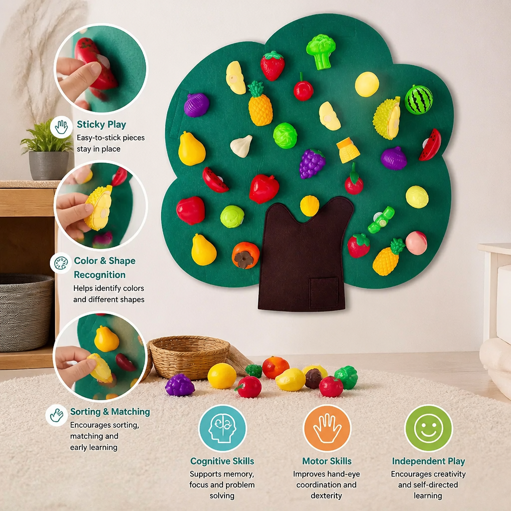 Felt Fruit Tree Activity Board – Montessori Learning Toy