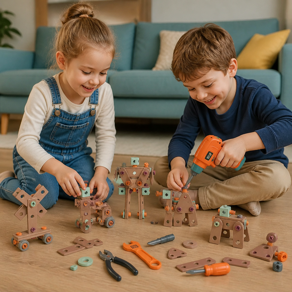 144-Piece Kids Tool Set with Drill & Toolbox – STEM Montessori Construction Kit
