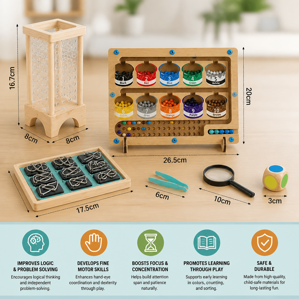3-Piece Montessori Play and Development Puzzle Set for Children
