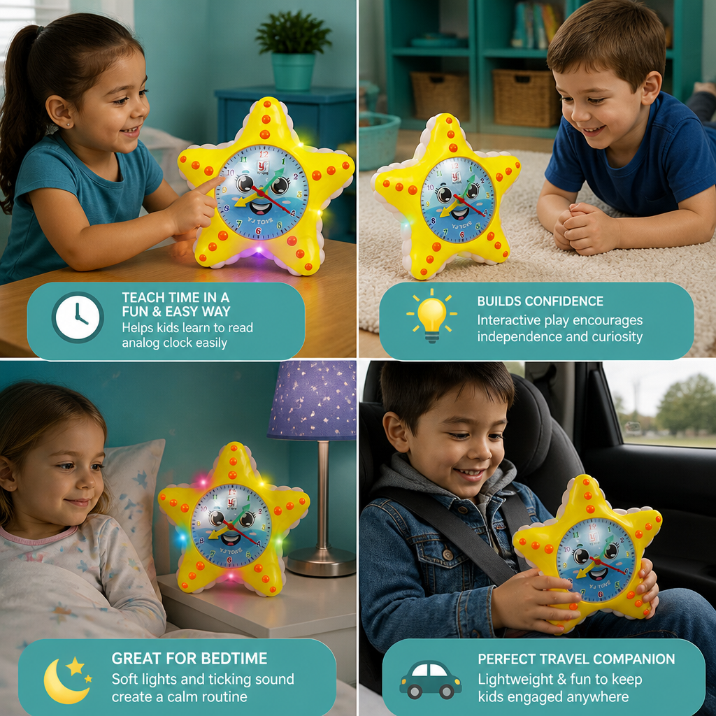 Starfish Clock Learning Toy – Interactive Time Teaching Toy for Kids