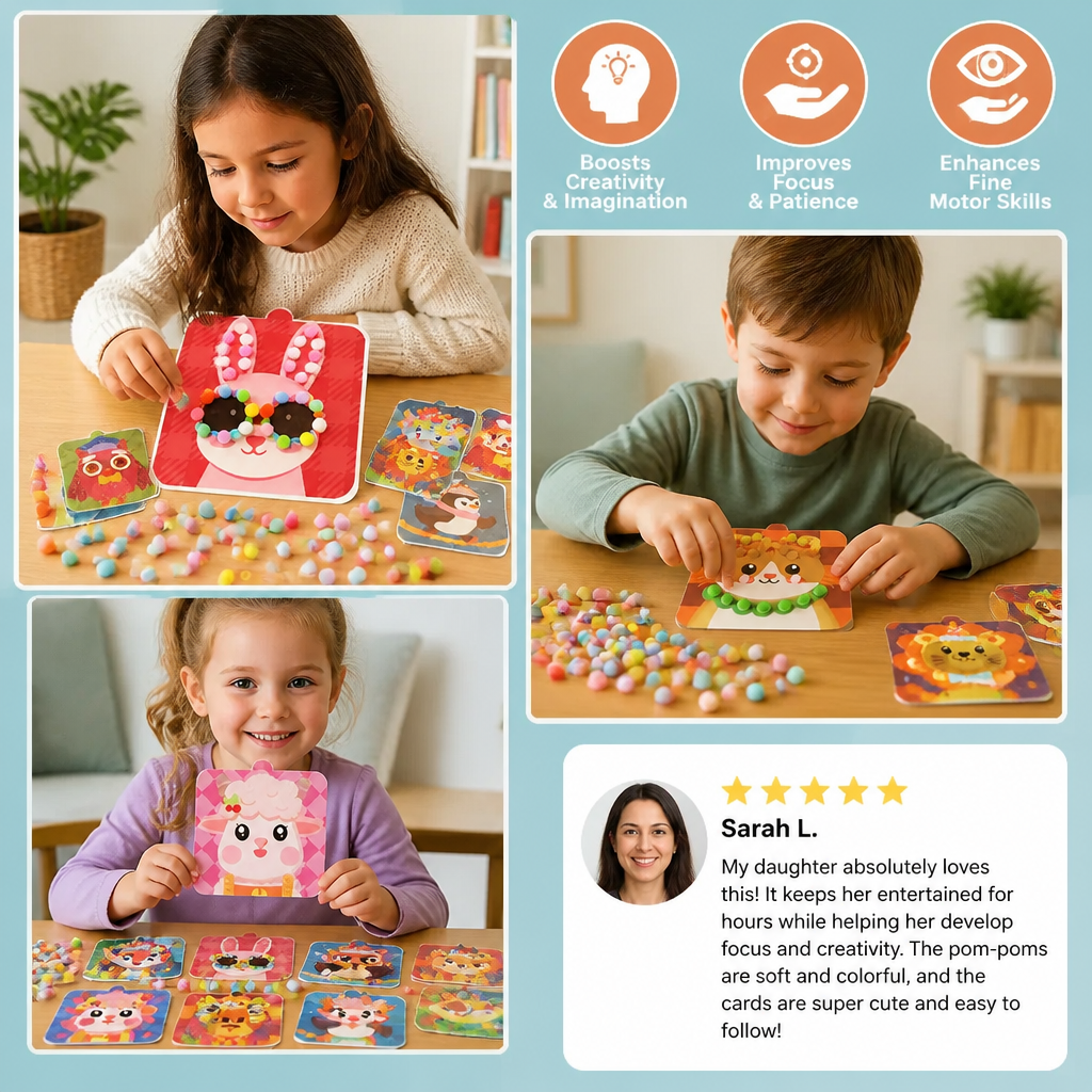 Fuzzy Pom Pom Animal Craft & Painting Kit