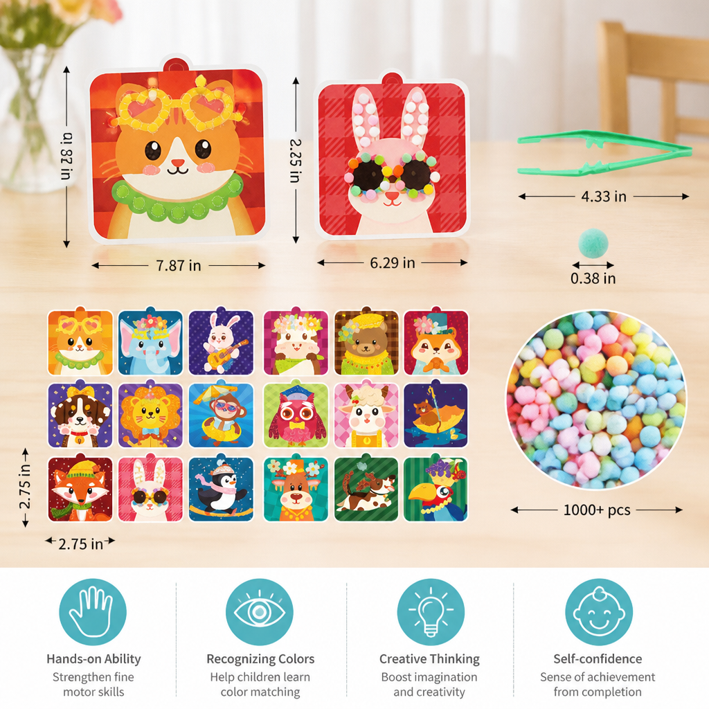 Fuzzy Pom Pom Animal Craft & Painting Kit