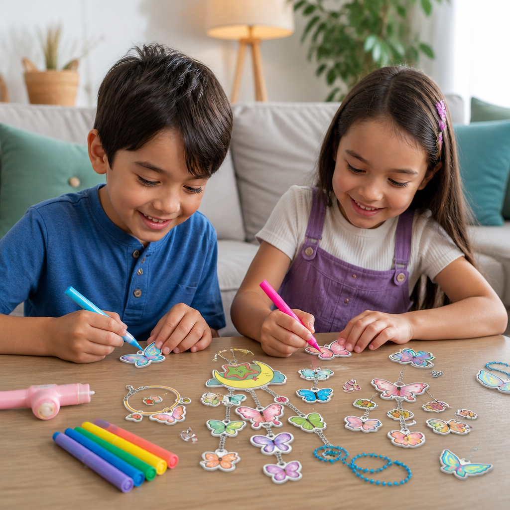 DIY Shrink Art Keychain & Charm Making Kit for Kids
