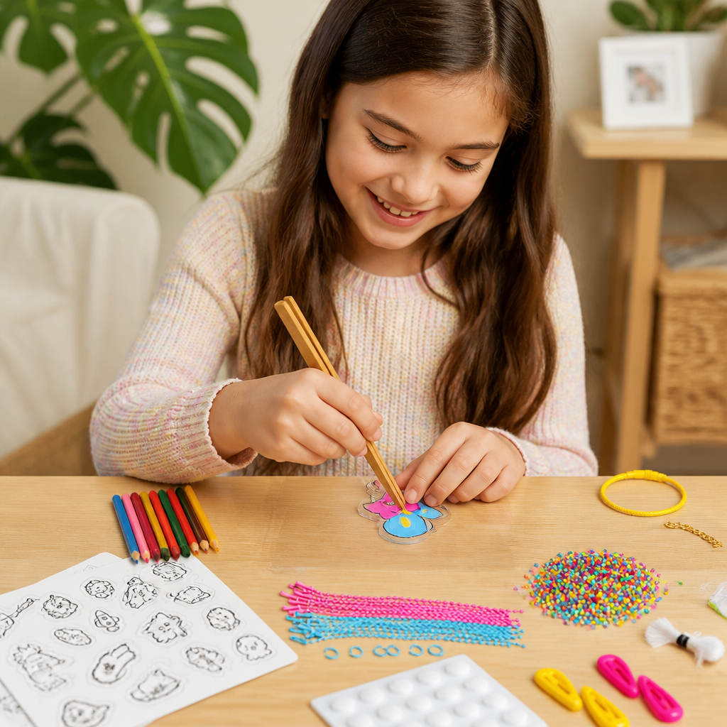 DIY Shrink Art Keychain & Charm Making Kit for Kids