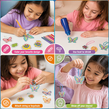 DIY Shrink Art Keychain & Charm Making Kit for Kids