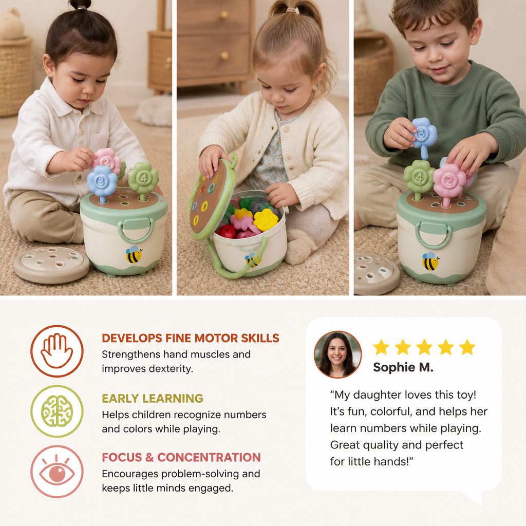 Montessori Flower Pot Color & Number Matching Learning Game