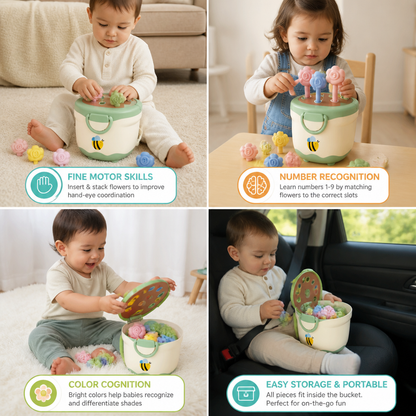 Montessori Flower Pot Color & Number Matching Learning Game