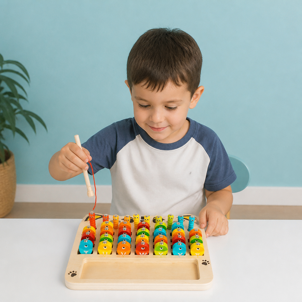 Wooden Magnetic Fishing Game – Alphabet, Math & Fine Motor Skills Learning Toy for Kids