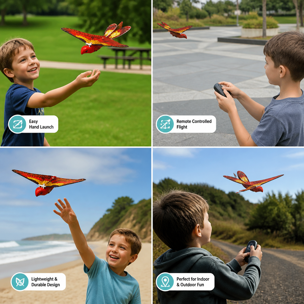 Remote Control Flapping-Wing Flying Bird Toy for Kids