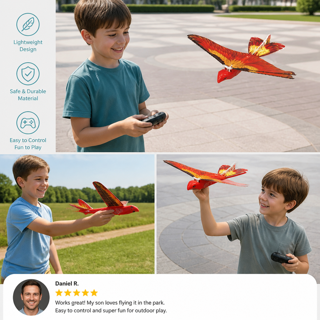 Remote Control Flapping-Wing Flying Bird Toy for Kids