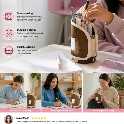 2-in-1 Pop-Up Pencil Case with Pen Holder – Space-Saving Desk Organizer