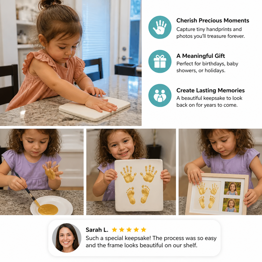 DIY Kids Handprint Keepsake Frame Kit – Hand Impression & Photo Display
