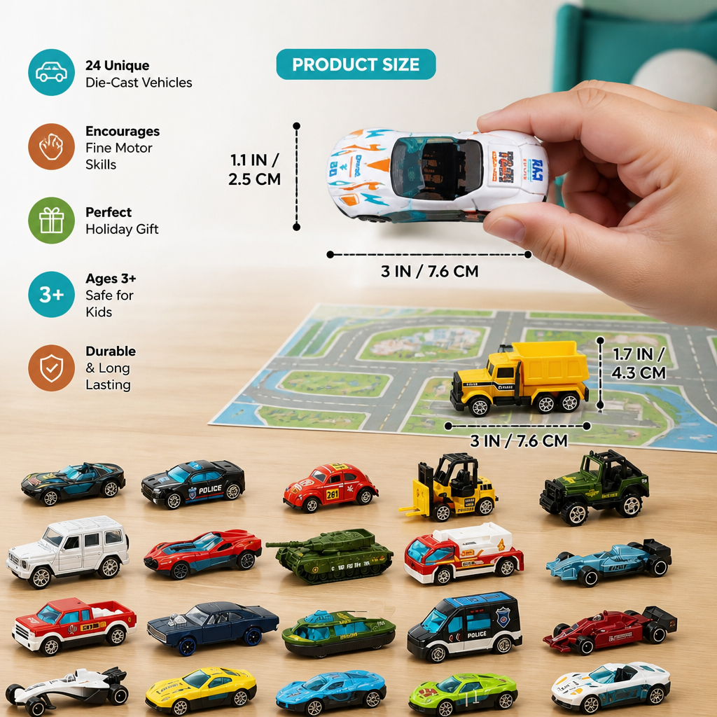 Christmas Die-Cast Car Advent Calendar for Kids