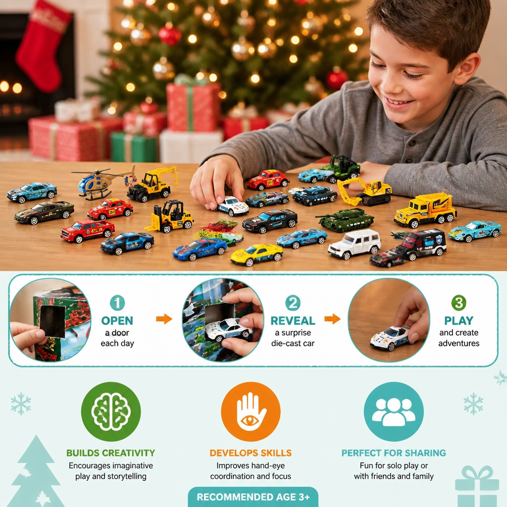 Christmas Die-Cast Car Advent Calendar for Kids