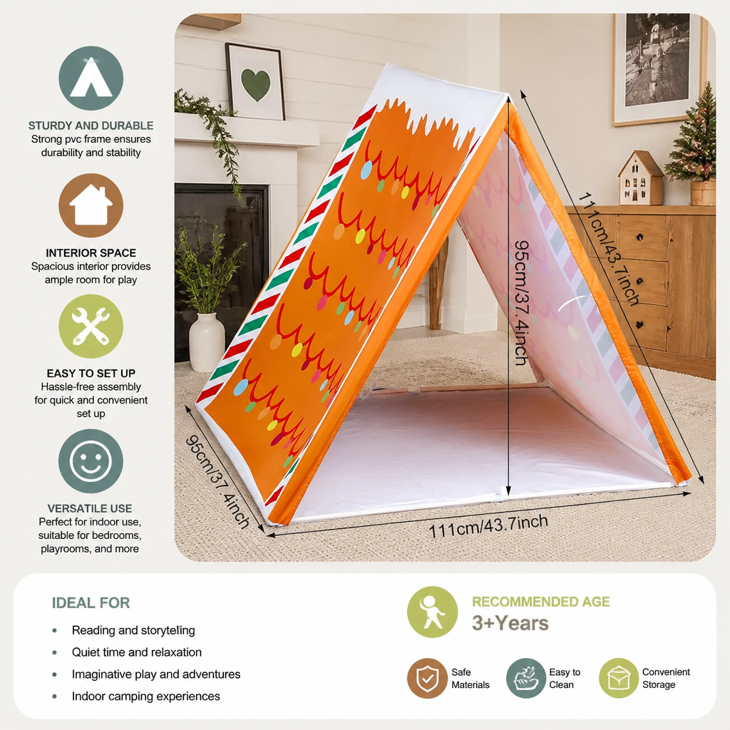 Christmas Gingerbread House Play Tent for Kids