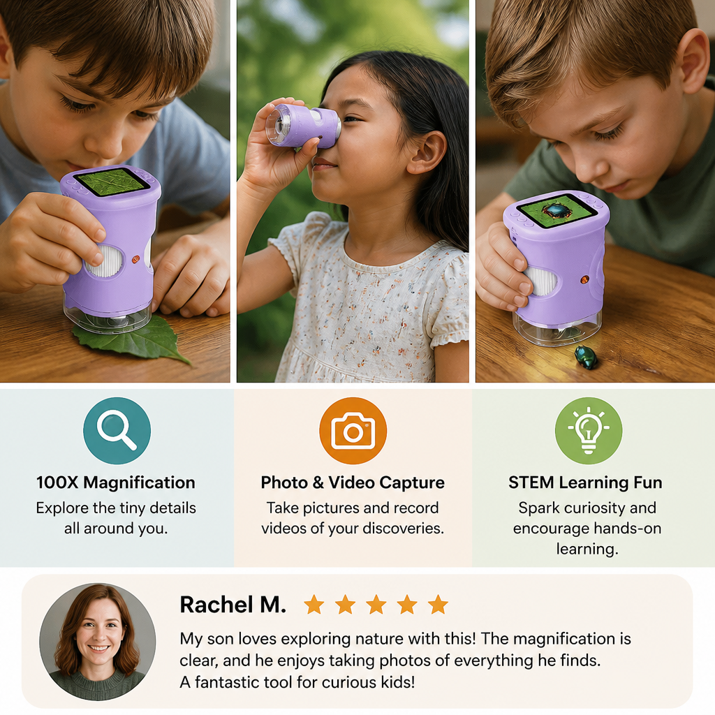 Kids’ 2-in-1 Digital Microscope & Telescope with Photo and Video Camera