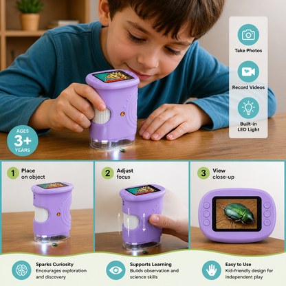 Kids’ 2-in-1 Digital Microscope & Telescope with Photo and Video Camera