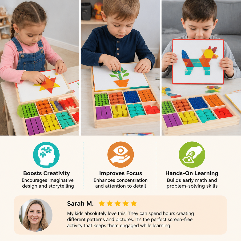 Wooden Magnetic Geometric Shape Puzzle for Kids