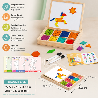 Wooden Magnetic Geometric Shape Puzzle for Kids