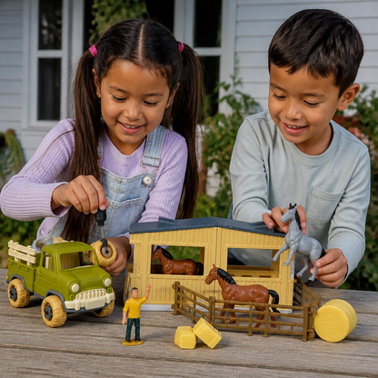 DIY Take-Apart Farm Truck & Horse Stable Play Set for Kids