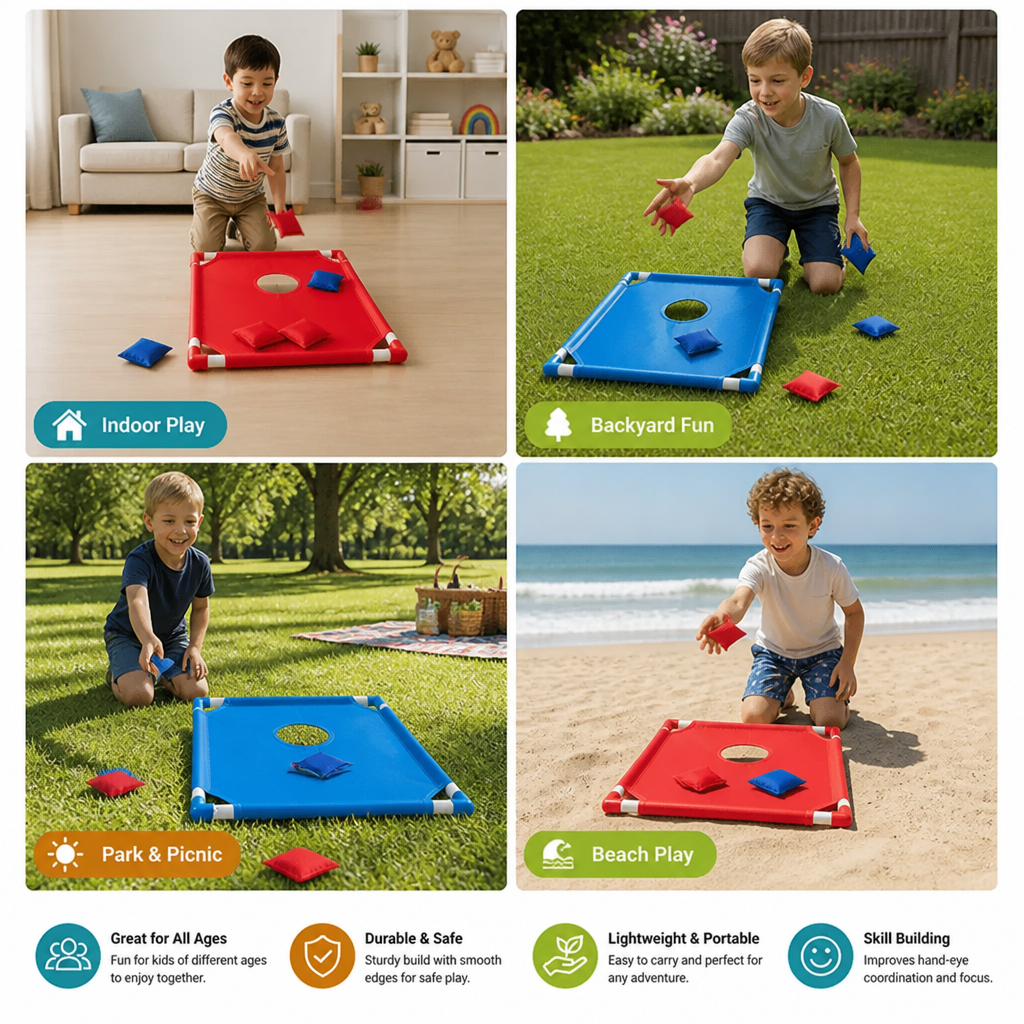 Indoor & Outdoor Two-Color Bean Bag Toss Game for Kids