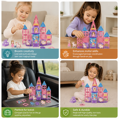 Princess Castle Travel Play Set with Compact Metal Storage Box