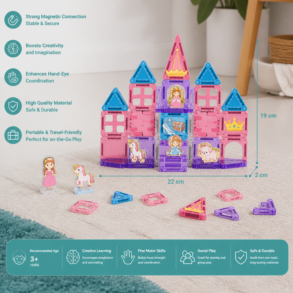 Princess Castle Travel Play Set with Compact Metal Storage Box