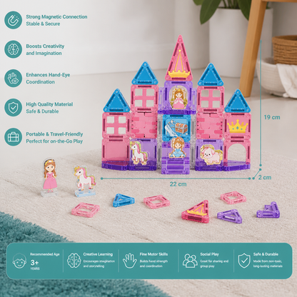 Princess Castle Travel Play Set with Compact Metal Storage Box