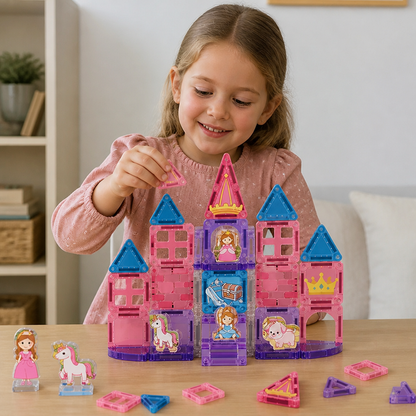 Princess Castle Travel Play Set with Compact Metal Storage Box