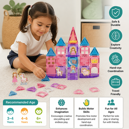 Princess Castle Travel Play Set with Compact Metal Storage Box