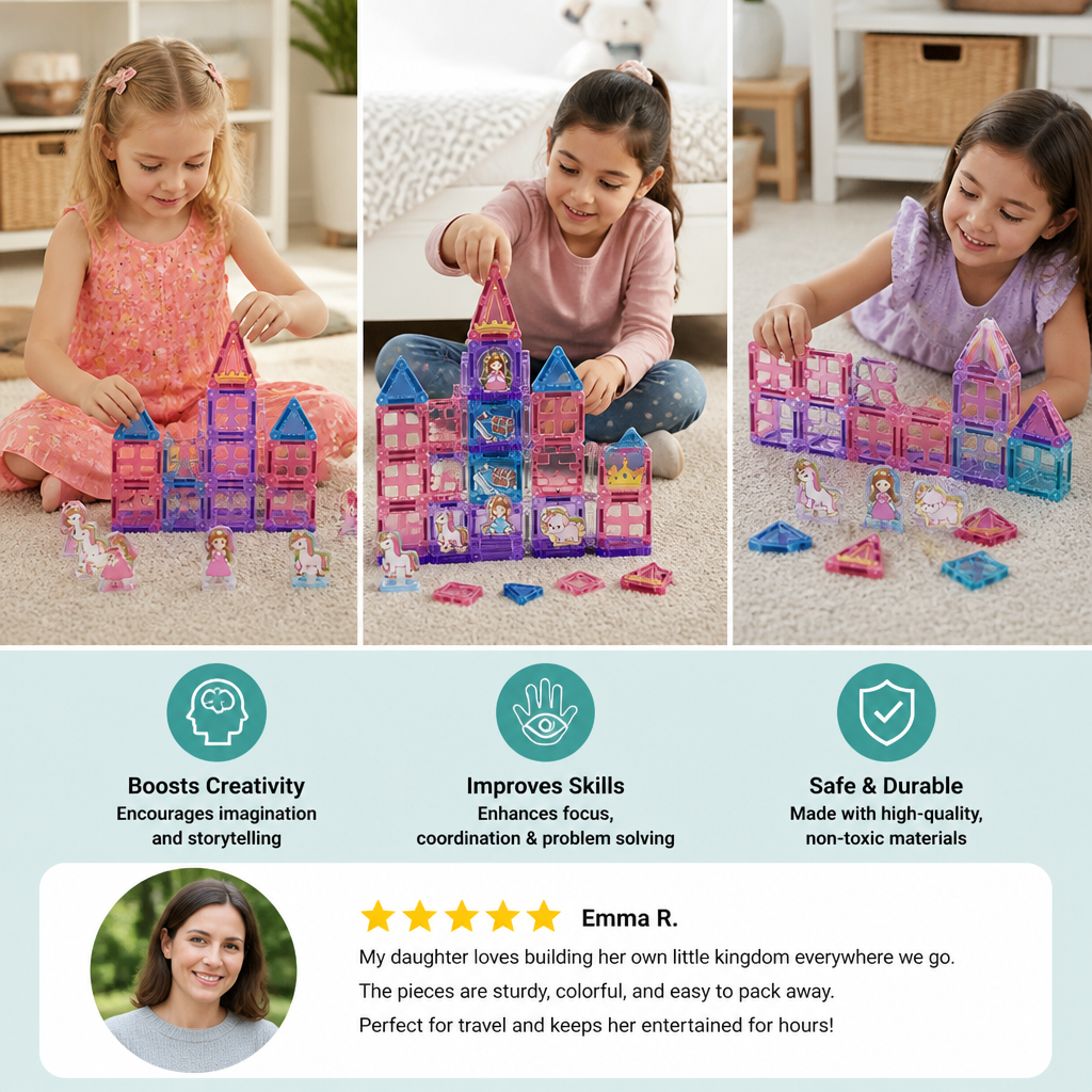 Princess Castle Travel Play Set with Compact Metal Storage Box