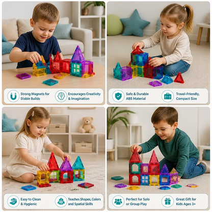 Safe Mini Magnetic Tiles Travel Set with Compact Storage Case