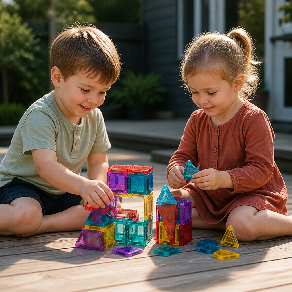 Safe Mini Magnetic Tiles Travel Set with Compact Storage Case