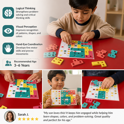 Montessori Wooden Shape Matching Puzzle – Color & Logic Brain Training Game