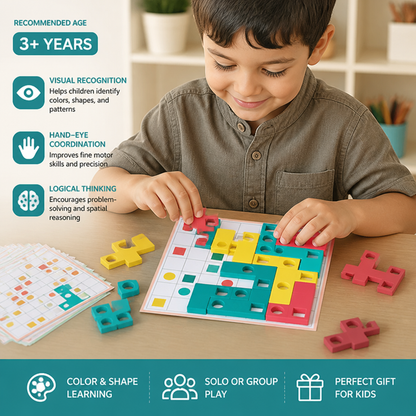Montessori Wooden Shape Matching Puzzle – Color & Logic Brain Training Game