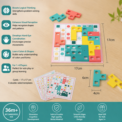 Montessori Wooden Shape Matching Puzzle – Color & Logic Brain Training Game