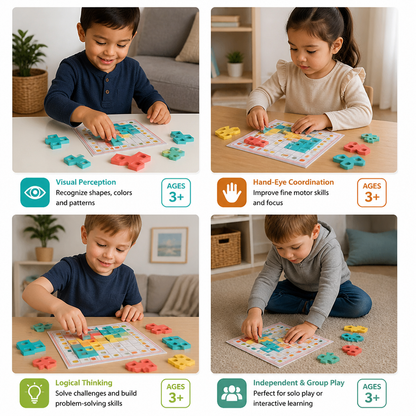Montessori Wooden Shape Matching Puzzle – Color & Logic Brain Training Game