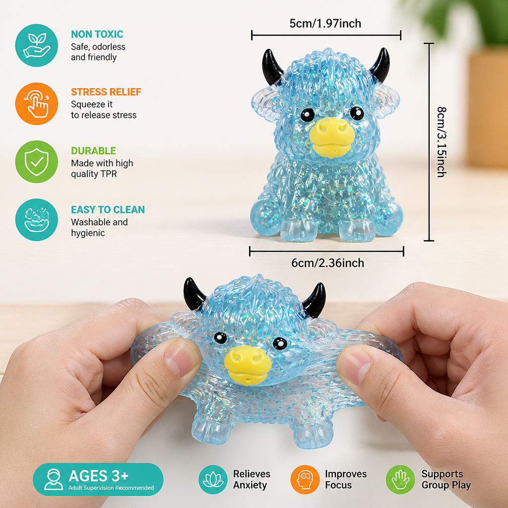 Mini Highland Cow Squishy Stress Relief Toy