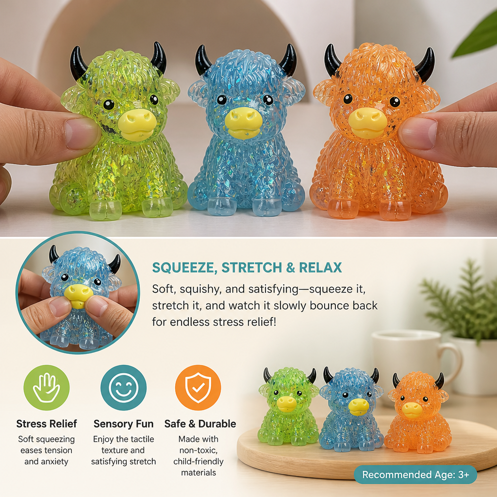 Mini Highland Cow Squishy Stress Relief Toy