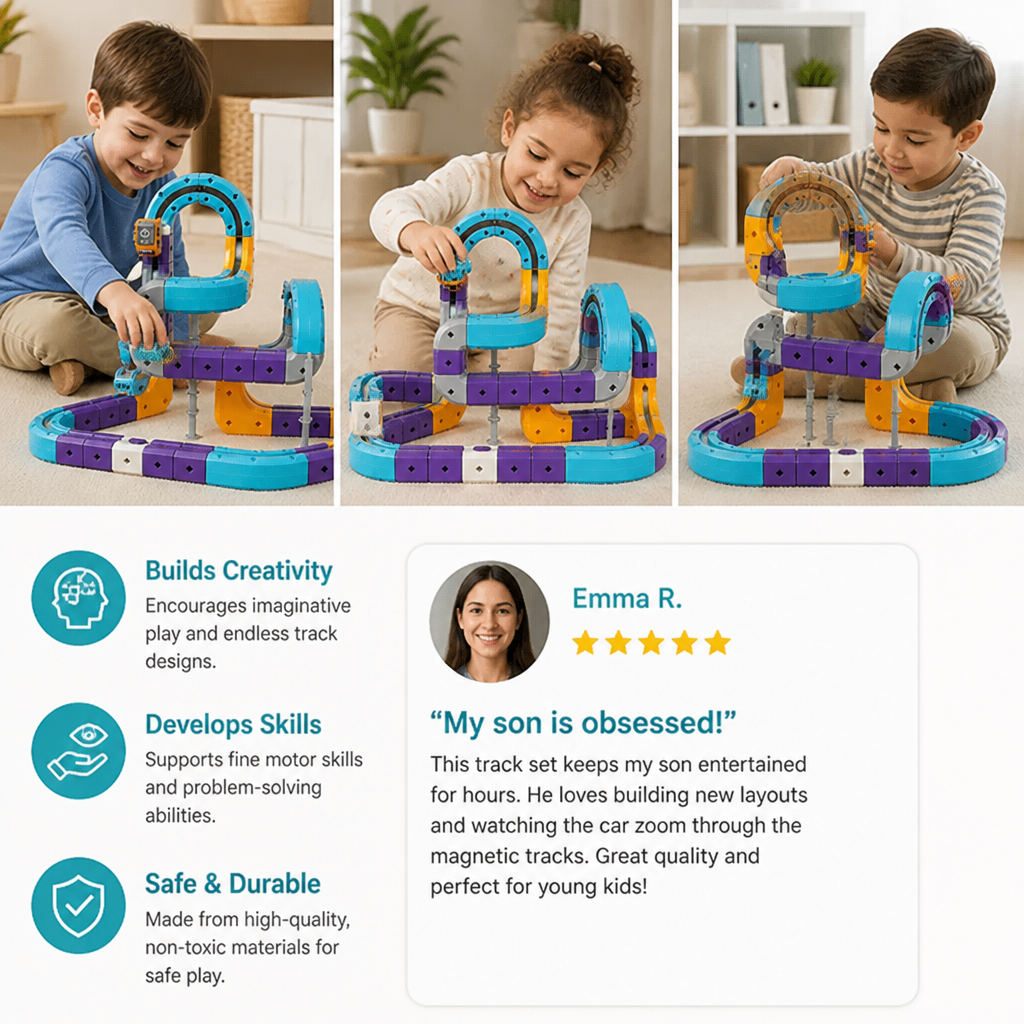 DIY Gravity Cube Track Building Kit with Electric Train