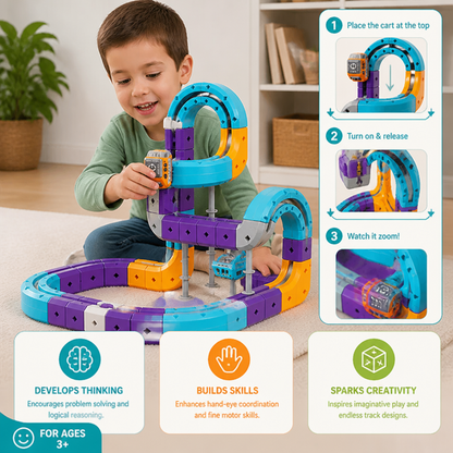 DIY Gravity Cube Track Building Kit with Electric Train