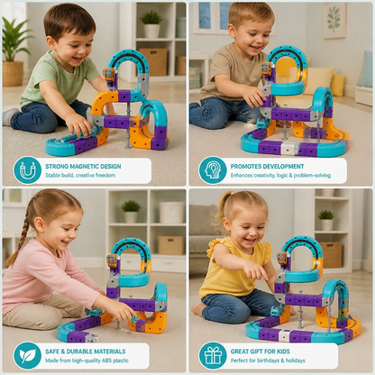 DIY Gravity Cube Track Building Kit with Electric Train