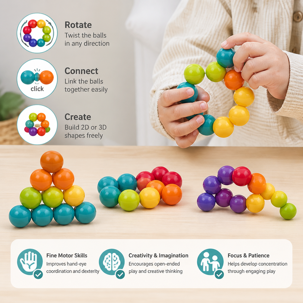 Colorful 3D Ball Building Set – Creative Construction & Fine Motor Skills Learning Toy for Kids
