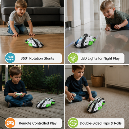2-in-1 Remote Control Transforming Stunt Car with 360° Rotation & LED Lights