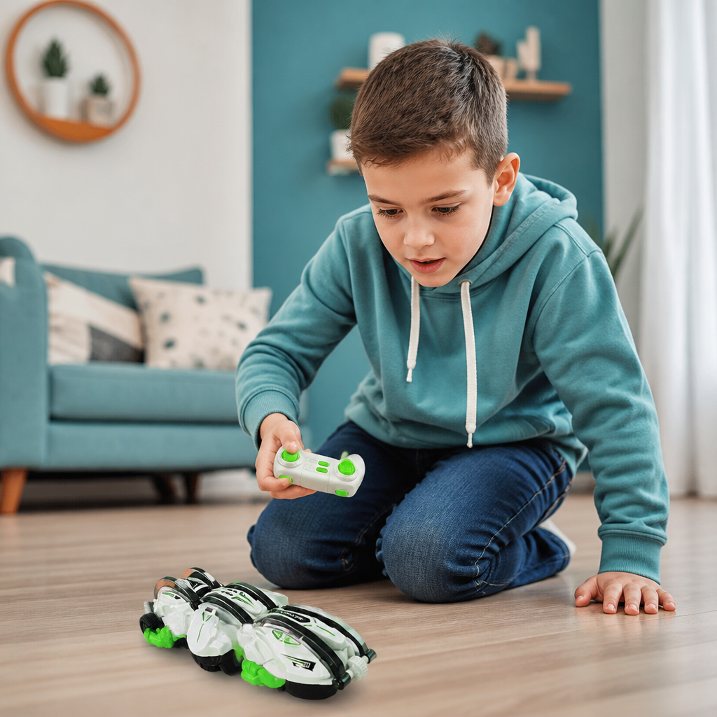 2-in-1 Remote Control Transforming Stunt Car with 360° Rotation & LED Lights