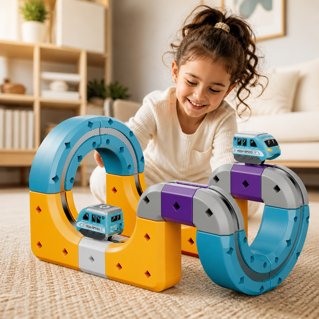 DIY Gravity Cube Track Building Kit with Electric Train