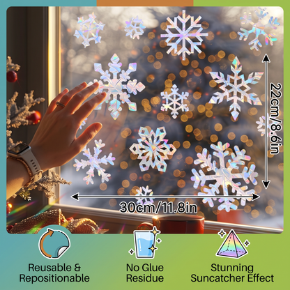 Reusable Snowflake Suncatcher Window Stickers