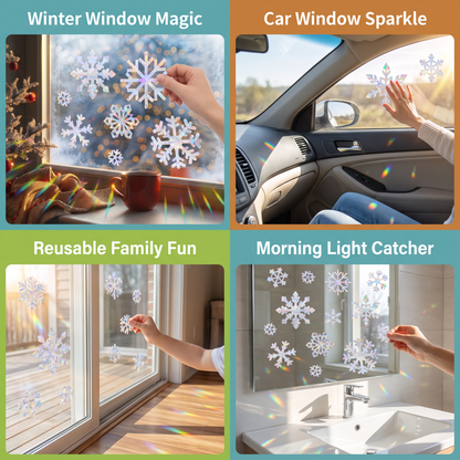 Reusable Snowflake Suncatcher Window Stickers