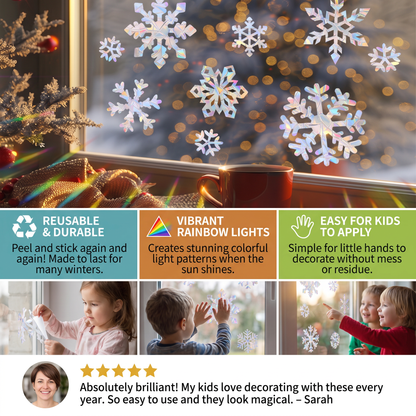 Reusable Snowflake Suncatcher Window Stickers